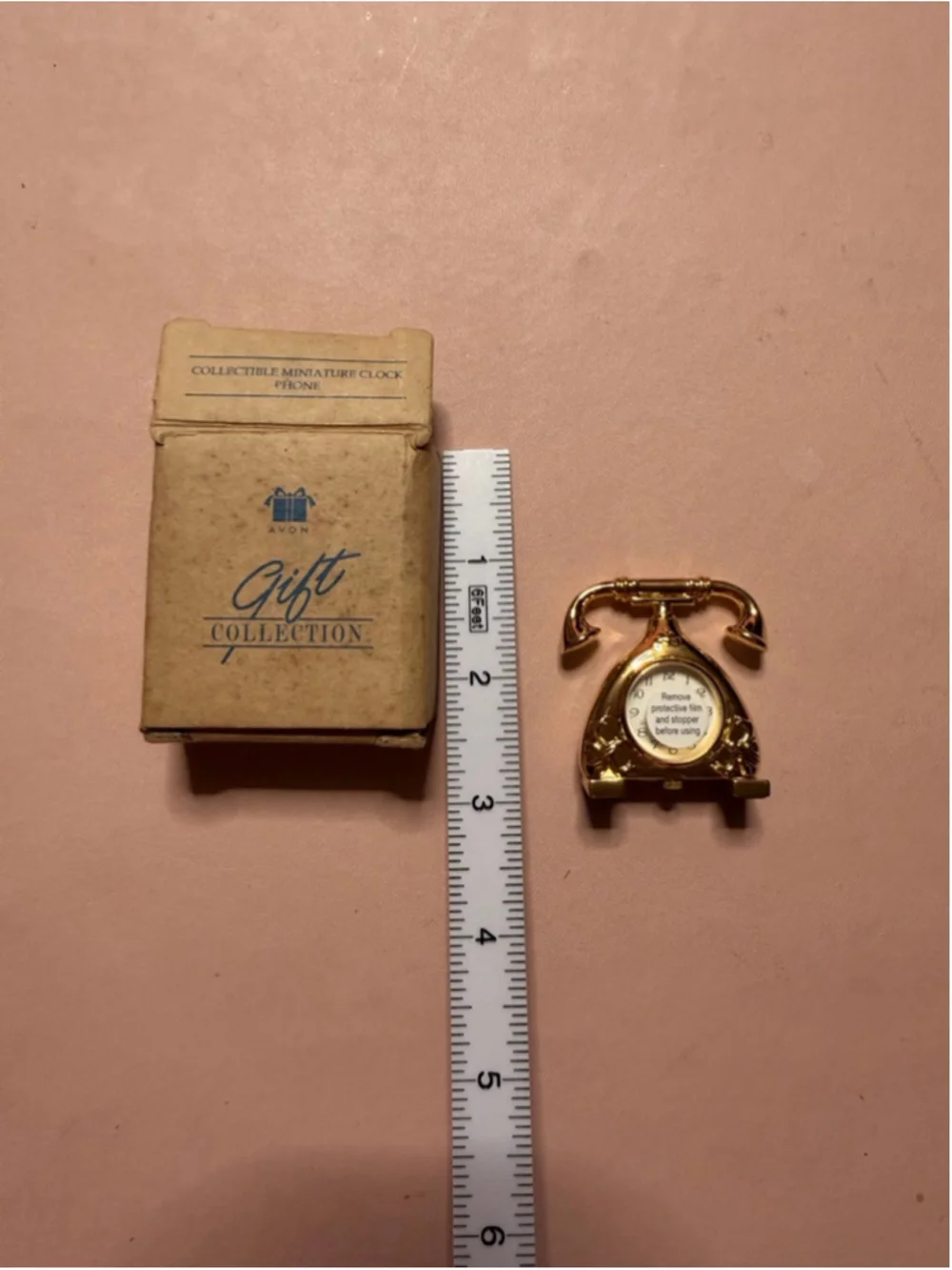 Avon Gold Tone Miniature Phone Clock